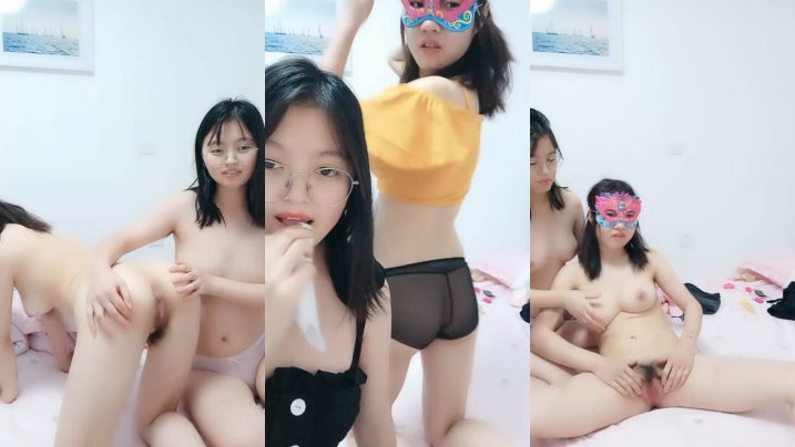 幸福老哥双飞童颜巨乳00后嫩妹长相清纯诱人粉穴，双互摸掰穴震动棒摩擦口交后入抽插猛操1