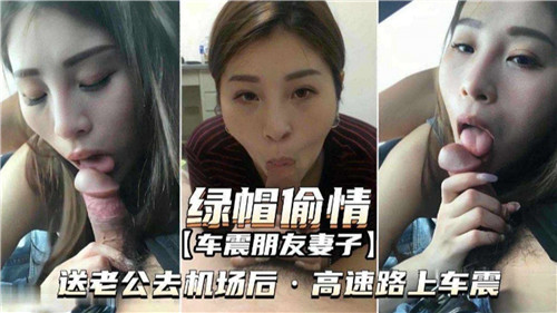 绿帽偷情车震朋友妻子，送老公去机场后高速路上