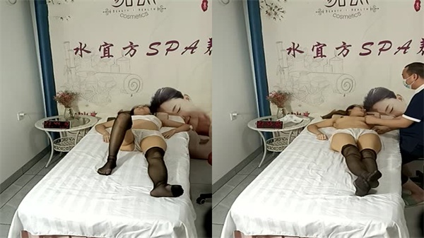 黑丝苗窕贫乳少妇做SPA让色狼技师强行啪啪