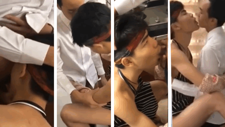 两帅哥厨房调情